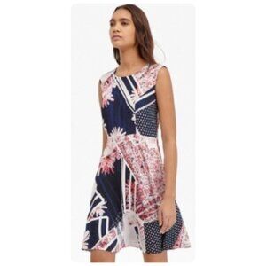 French Connection Floral Patchwork Sleeveless Skater Dress sz US 2